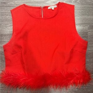 Red Feather Trim Top